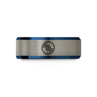 romantic presents for wife – blue & silver tungsten record dot wedding band