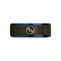 personalized presents for her – gunmetal & blue tungsten record dot wedding band