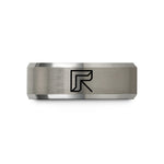 engraved rings for her – black & grey tungsten corner bee wedding band