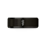 personalized rings for her – black tungsten rod of asclepius wedding band