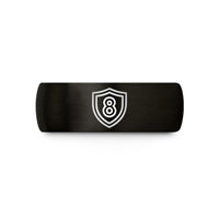 engraved jewelry for her – black tungsten shield badge wedding band