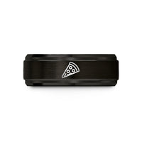 couples matching rings – black tungsten pizza slice wedding band