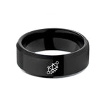engraved ring for lovers – black tungsten rail route nodes wedding band