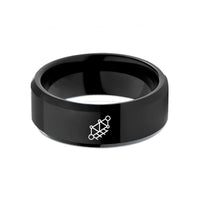 engraved ring for lovers – black tungsten rail route nodes wedding band