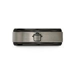 engraved bands for couples – black & gray tungsten stockpot wedding band
