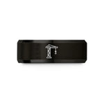 custom engraved wedding bands – black tungsten tower crane wedding band