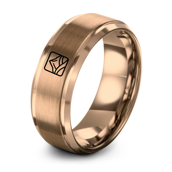 Valley Lines Peak – Tungsten Wedding Band, 8 mm, Rose Gold Comfort-Fit Unisex