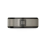 boyfriend present ideas ring – black & blue & gray tungsten blue square wedding band