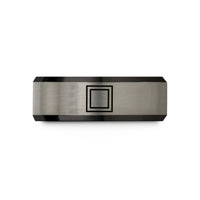 boyfriend present ideas ring – black & blue & gray tungsten blue square wedding band