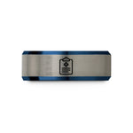 tungsten rings for men – blue & gray tungsten medical clipboard wedding band