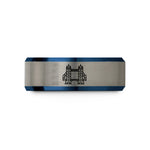 special presents for men – blue & gray tungsten tower bridge wedding band
