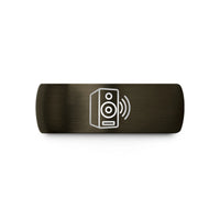 personalized presents for him – gunmetal & black tungsten volume speaker wedding band