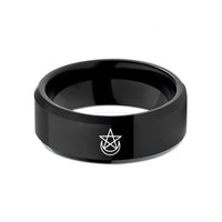 tungsten rings for men – black tungsten wiccan star wedding band