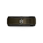 tungsten rings for men – gunmetal & black tungsten wiccan star wedding band