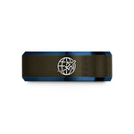 unique presents for him – gunmetal & blue tungsten flight path wedding band