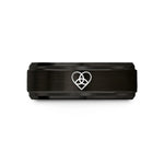 holiday presents for guys – black & gold tungsten heart triquetra wedding band