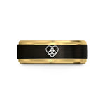 christmas present ideas men – black & gold tungsten heart triquetra wedding band