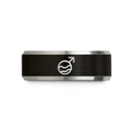 men’s black wedding band – black & silver tungsten iron mars wedding band