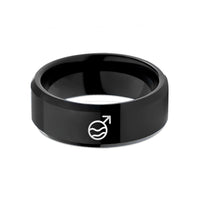 custom rings for men – black tungsten iron mars wedding band
