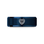 tungsten ring for men – blue tungsten link keyhole wedding band