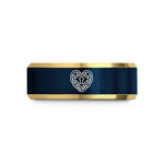 unique presents for him – gold & blue tungsten link keyhole wedding band