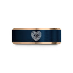 men’s wedding band – rose gold & blue tungsten link keyhole wedding band