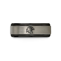 unique rings for couples – black & grey tungsten hawk wedding band