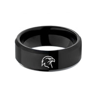 stylish rings for partners – black tungsten hawk wedding band