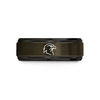 stylish rings for partners – gunmetal & black tungsten hawk wedding band