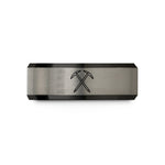 unique rings for couples – black & gray tungsten ice axe wedding band