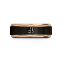 couples promise rings unique – black & rose gold tungsten infinity violin bow wedding band