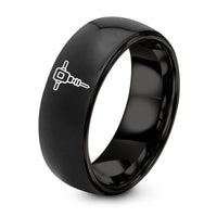 Gifts for Him Her – black tungsten jackhammer ring