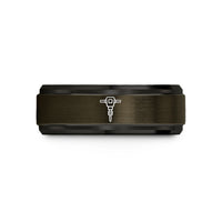 tungsten bands for couples – gunmetal & black tungsten jackhammer wedding band