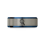 matching rings for couples – blue & grey tungsten magnifying glass wedding band