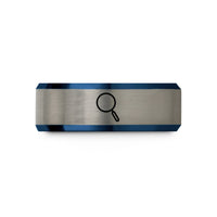 matching rings for couples – blue & grey tungsten magnifying glass wedding band