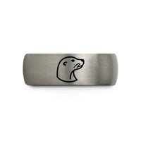 unique couples ring set – black & blue & silver tungsten sea lion wedding band