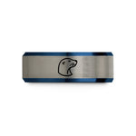 personalized tungsten rings present – black & blue & gray tungsten sea lion wedding band