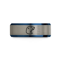 personalized tungsten rings present – black & blue & gray tungsten sea lion wedding band
