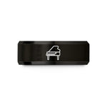 engraved ring for couples – black tungsten upright piano wedding band