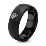 Gifts for Him On His Birthday – black tungsten brain awareness ring