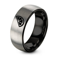 Gifts for Him On His Birthday – black & silver tungsten citrus wedge ring