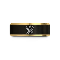 birthday present ideas men – black & gold tungsten trombone trumpet wedding band