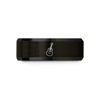 personalized presents for men – black & gold tungsten acoustic guitar wedding band