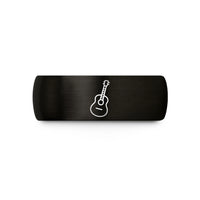engraved presents for him – black tungsten acoustic guitar wedding band