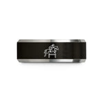 personalized present for him – black & grey tungsten jumping fence wedding band
