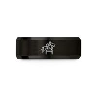engraved rings for him – black tungsten jumping fence wedding band