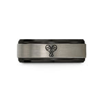 engraved rings for men – black & grey tungsten maracas wedding band