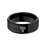engraved rings for men – black tungsten maracas wedding band