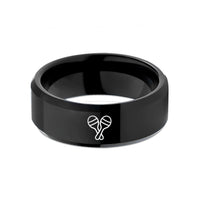 engraved rings for men – black tungsten maracas wedding band