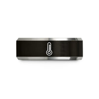 unique mens wedding band – black & gray tungsten thermometer wedding band